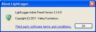LightLogger Keylogger Om Dialog