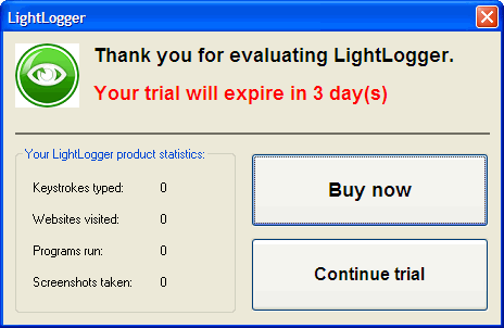 LightLogger Keylogger Statistik Dialog