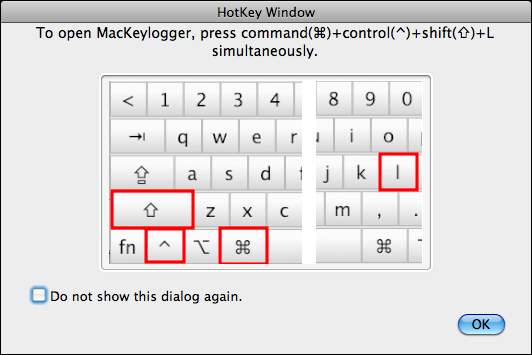 Mac Keylogger HotKey Dialogboksen