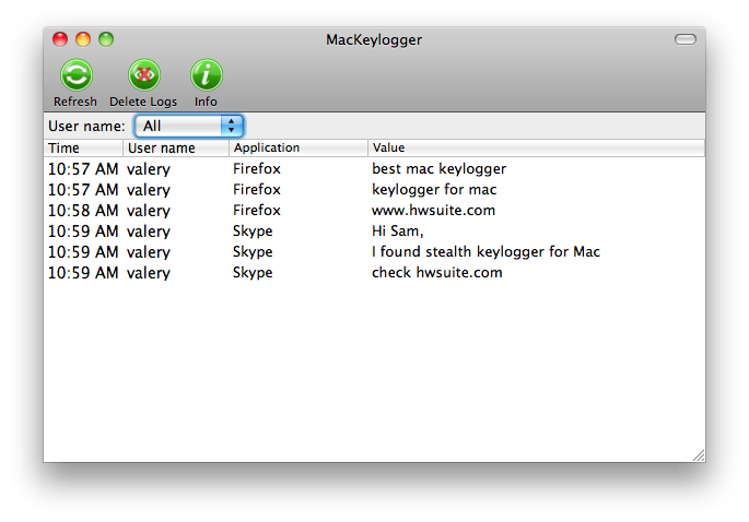 Mac Keylogger Dialogboksen