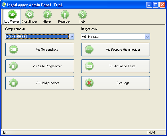 LightLogger Keylogger Logvisning Tab